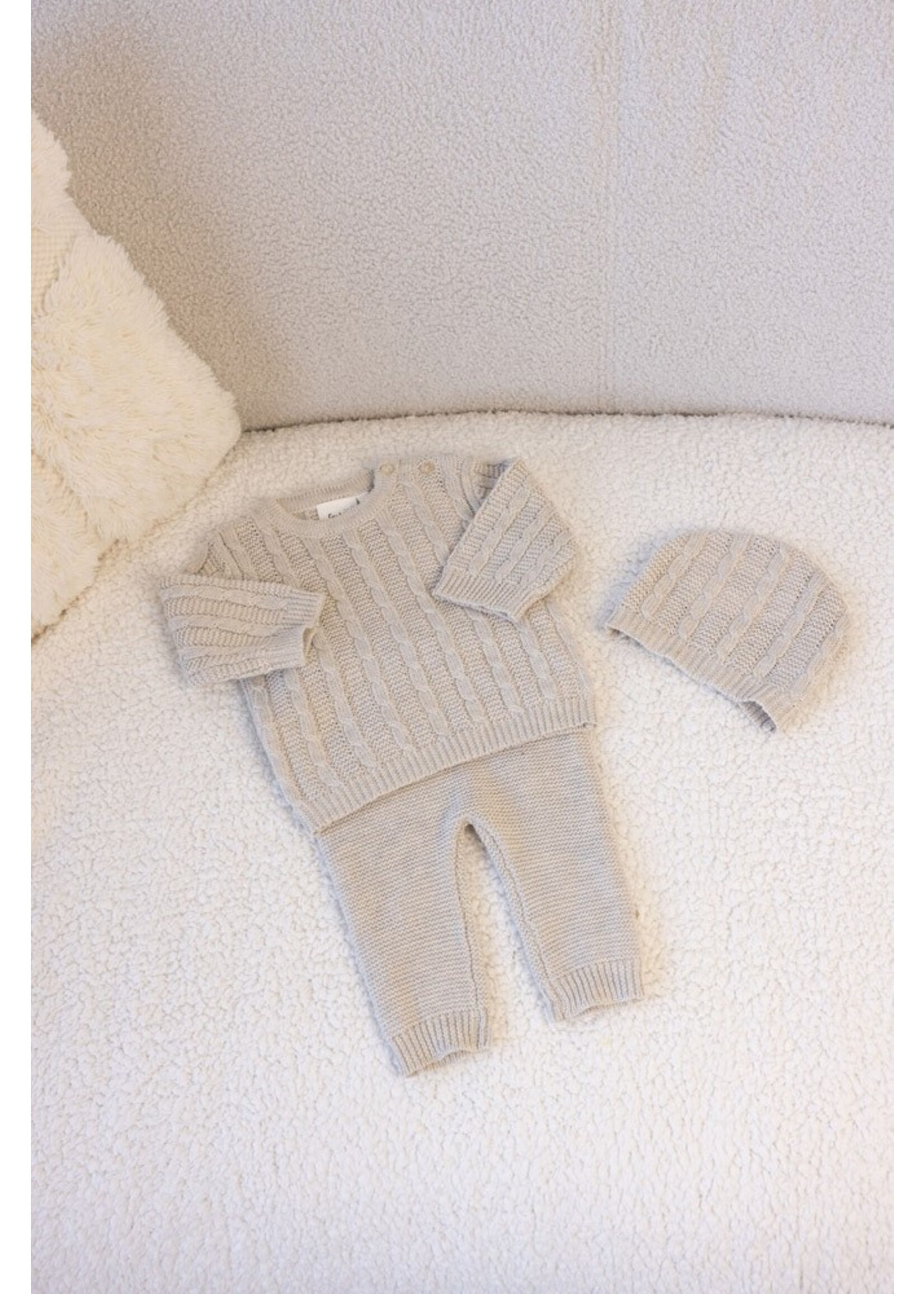 Feetje Mutsje gebreid - The Knits Taupe Melange