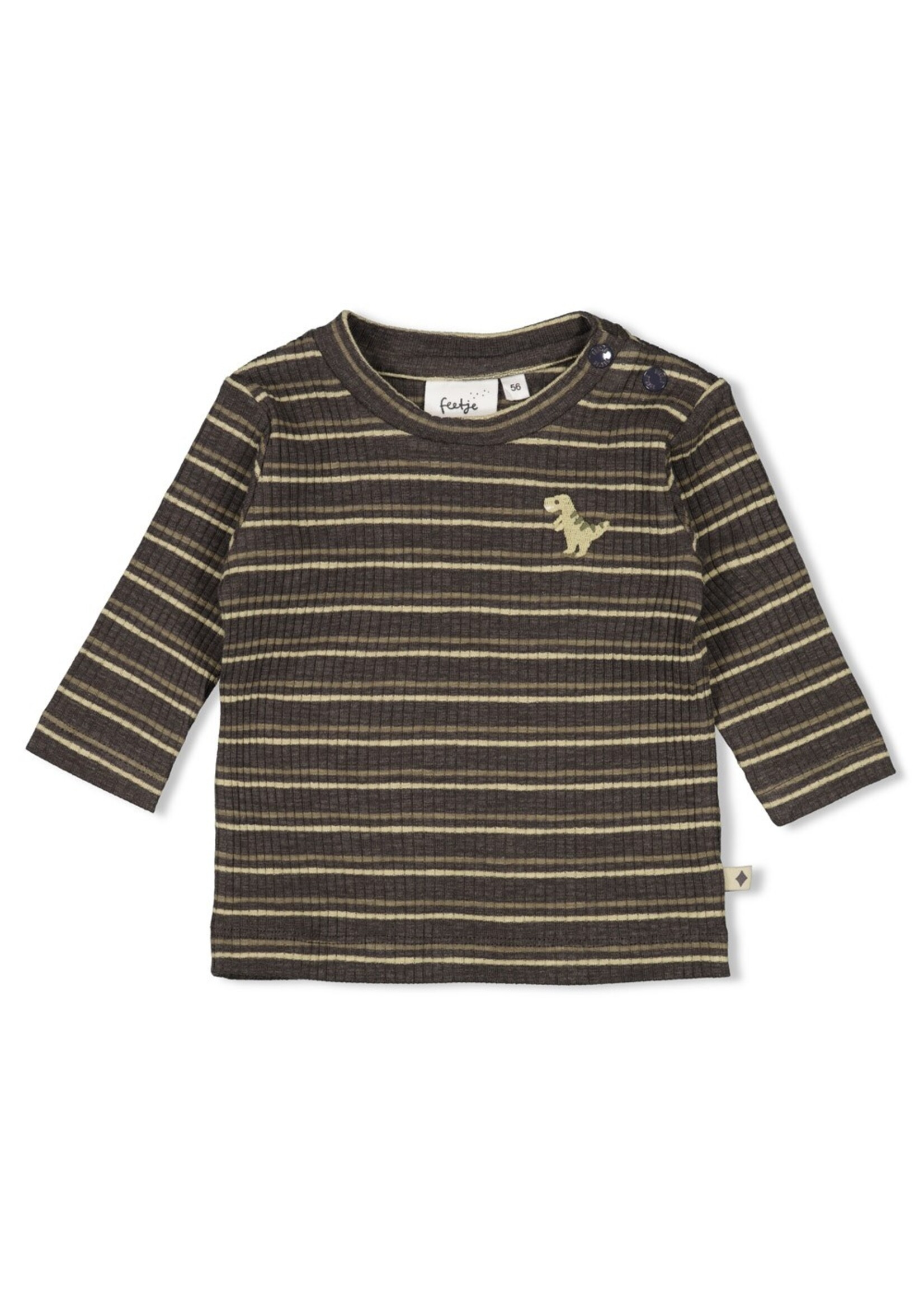 Feetje Longsleeve rib met streep - Rawrsome - Antraciet Melange