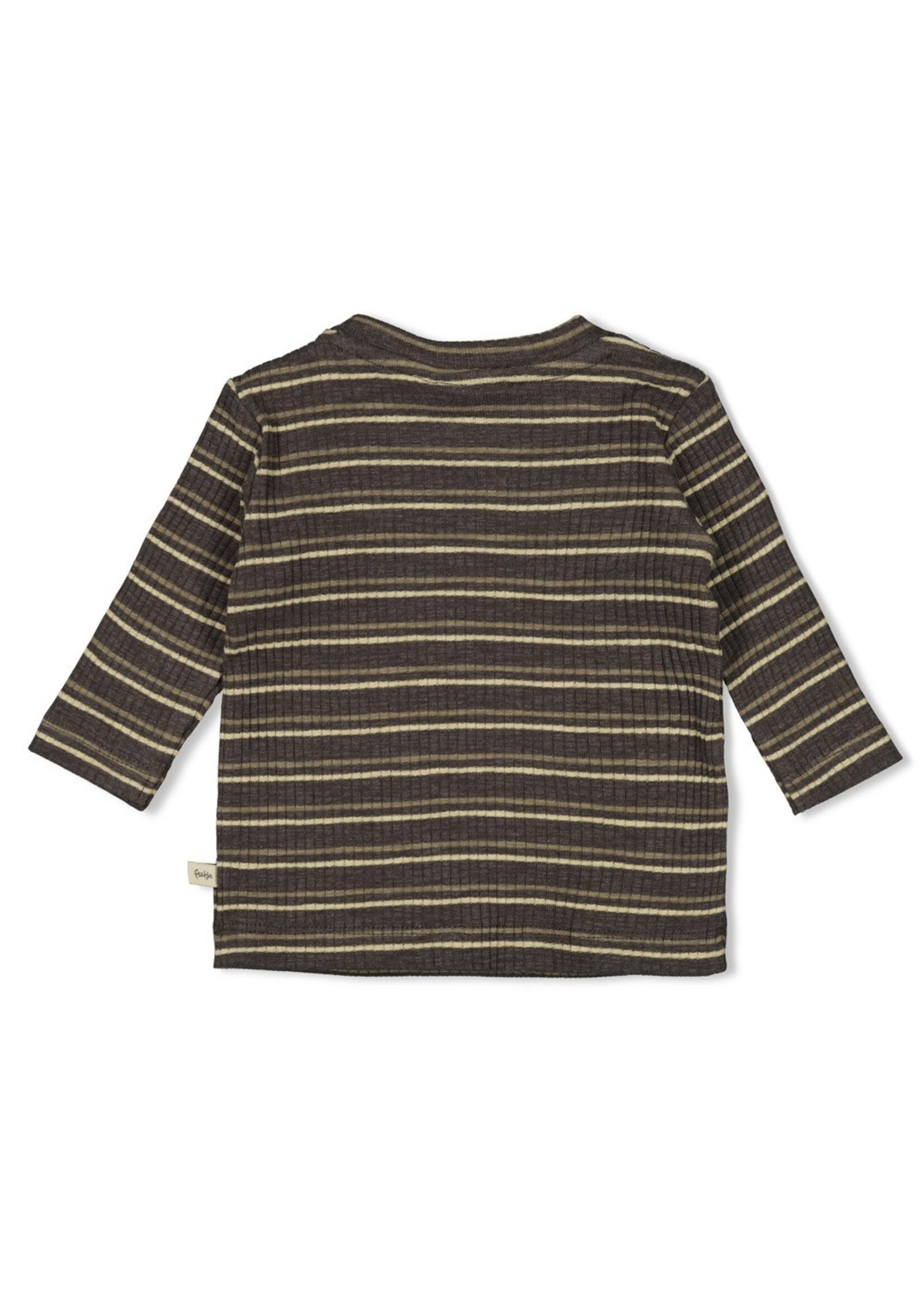 Feetje Longsleeve rib met streep - Rawrsome - Antraciet Melange