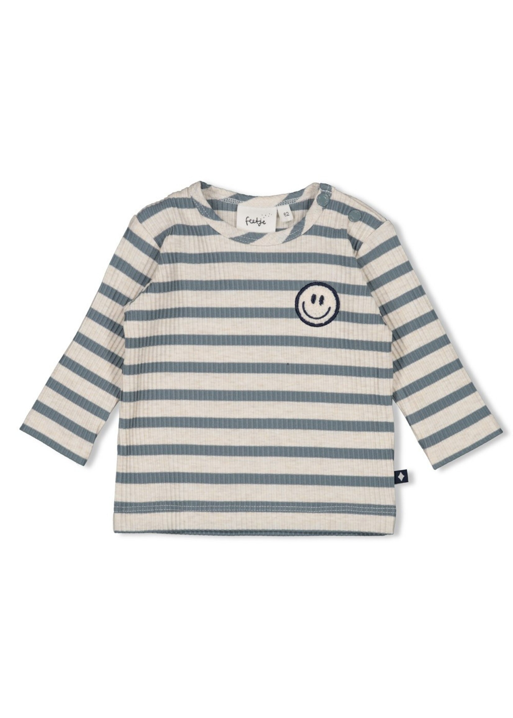 Feetje Longsleeve rib met streep - Let’s Go Petrol