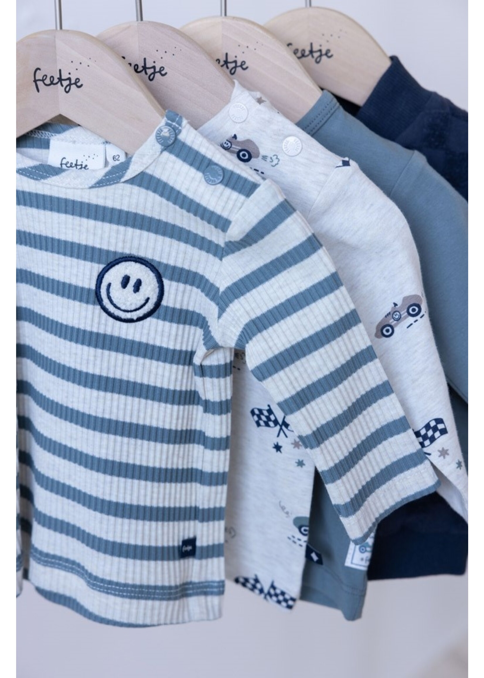 Feetje Longsleeve rib met streep - Let’s Go Petrol