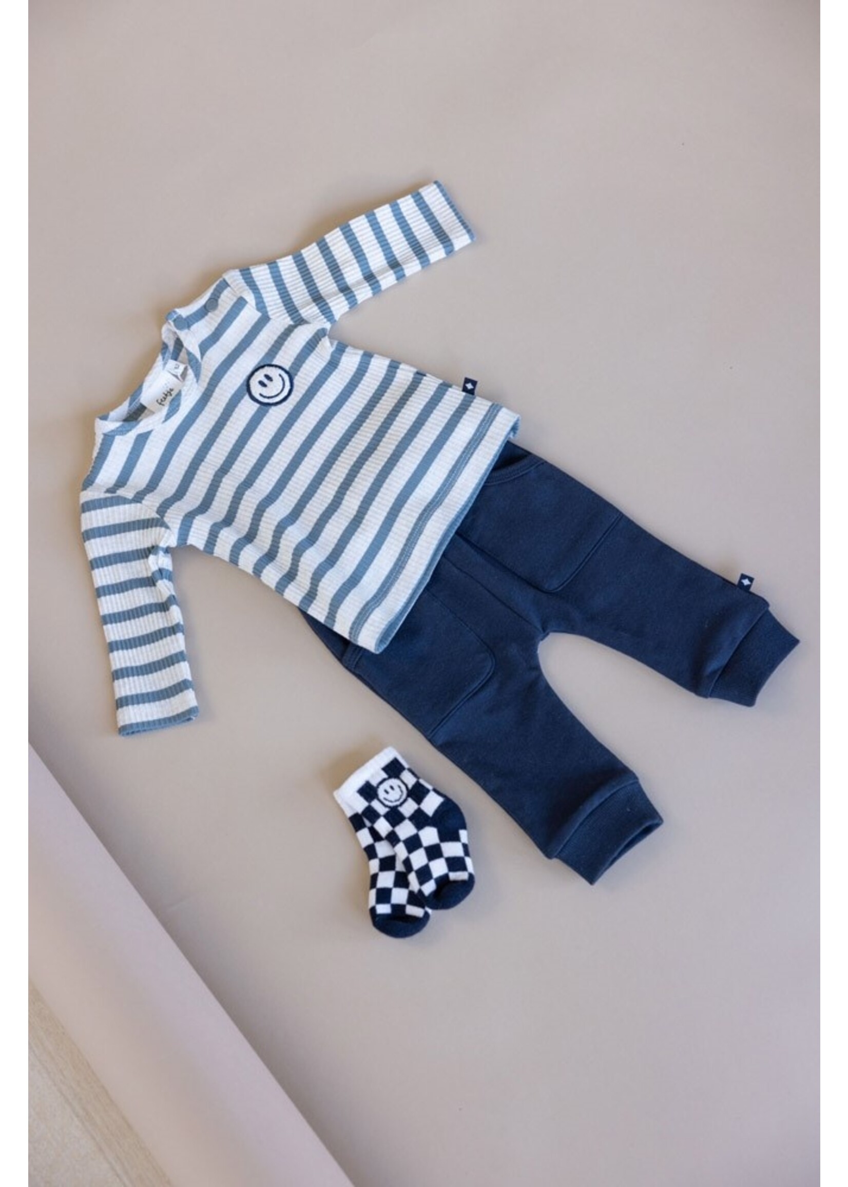 Feetje Longsleeve rib met streep - Let’s Go Petrol