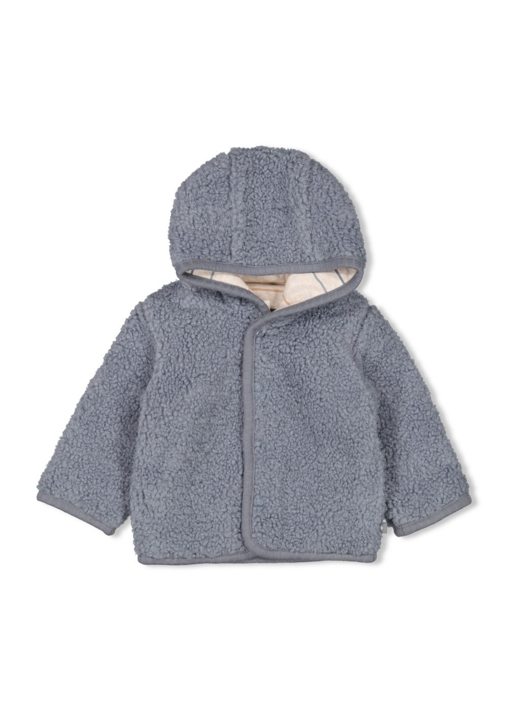 Feetje Bouclé Omkeerbaar Jasje Met Capuchon - Howdy Blauw