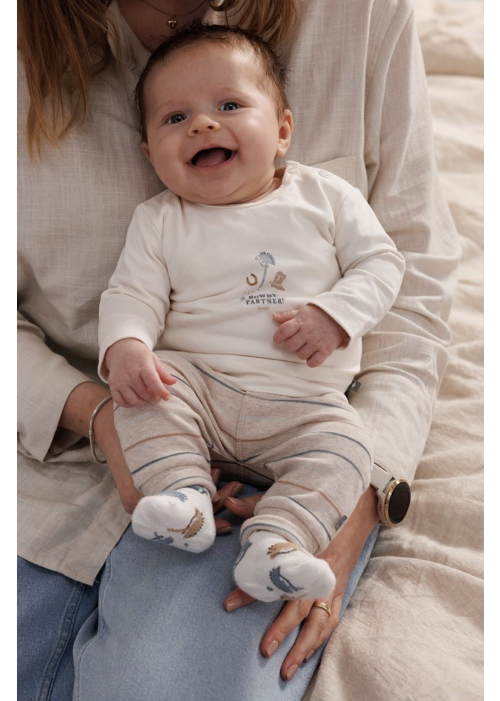 Feetje Broek Streep - Howdy Taupe Melange