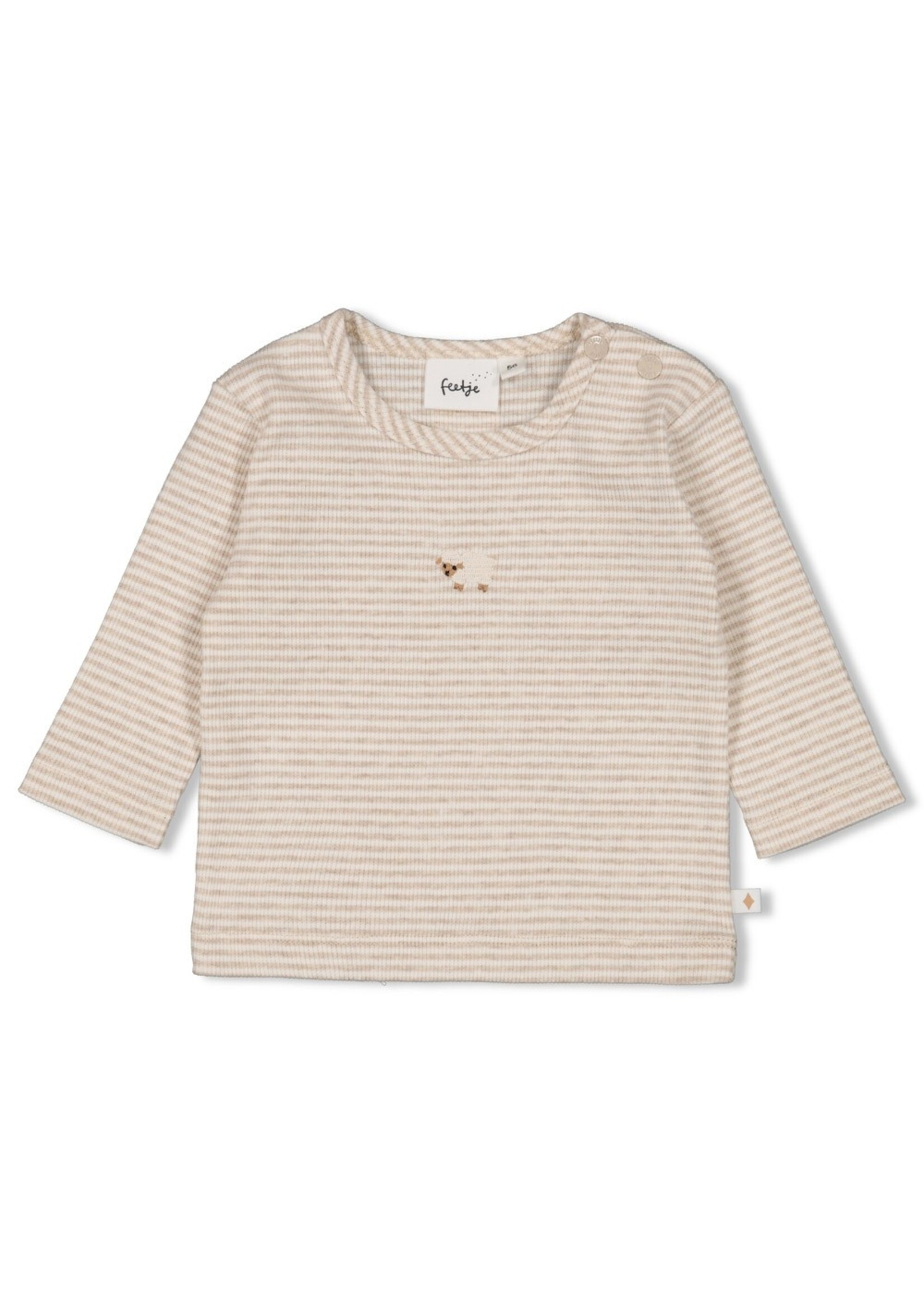 Feetje Longsleeve Rib Met Streep - Sleepy Sheepy Taupe Melange
