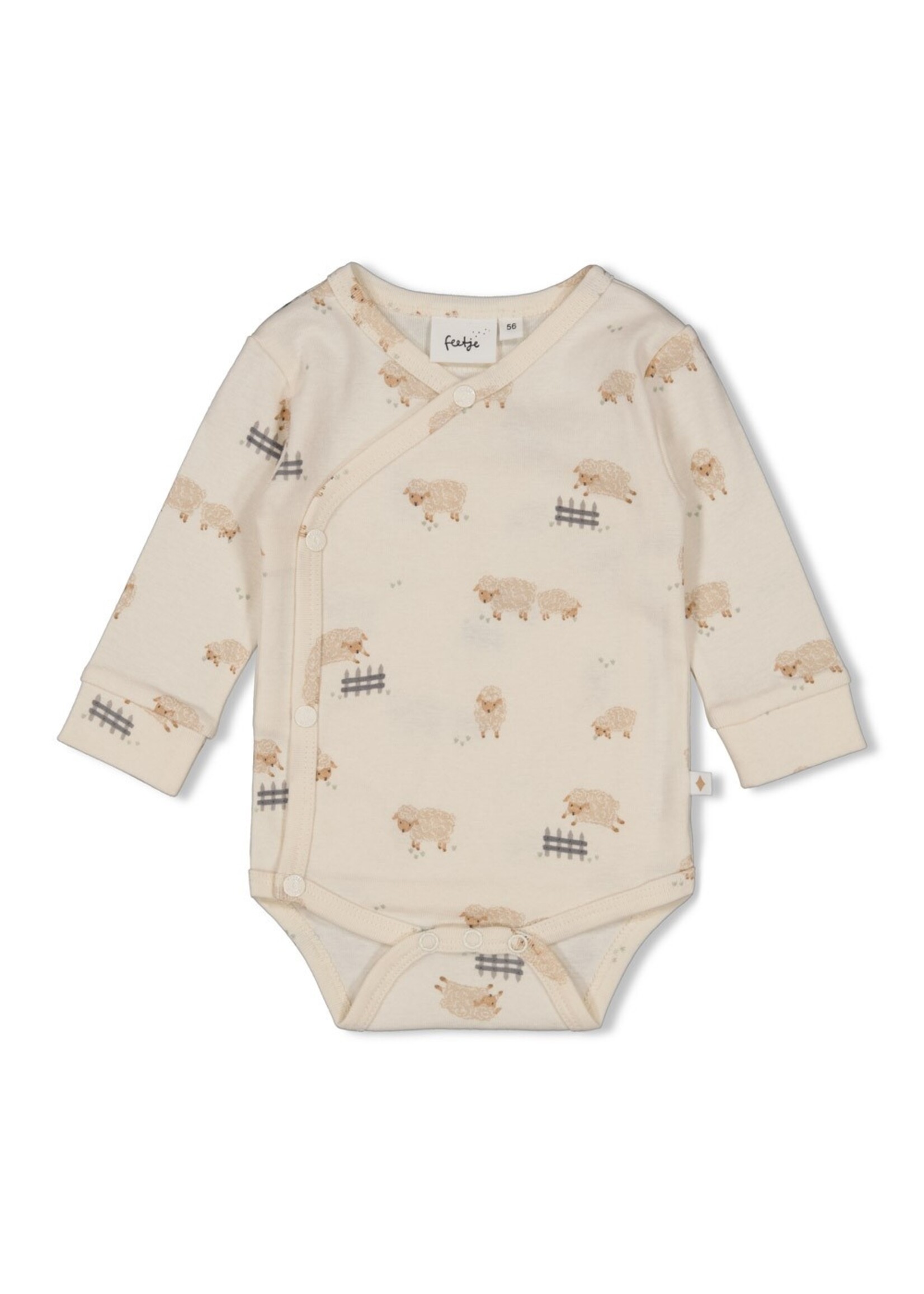 Feetje Wikkelromper AOP - Sleepy Sheepy Creme