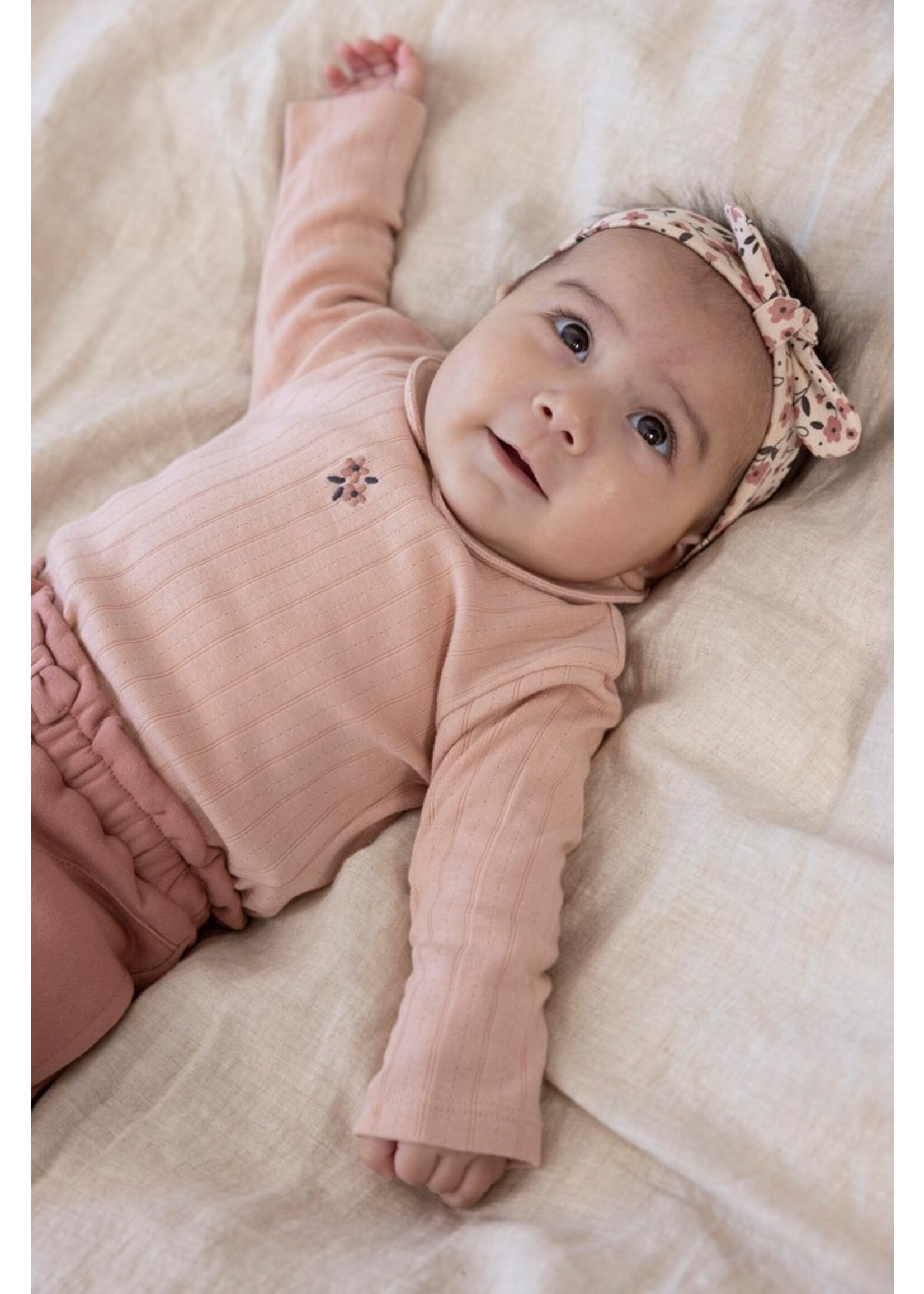 Feetje Longsleeve Pointelle Rib - Woodland Bloom Roze