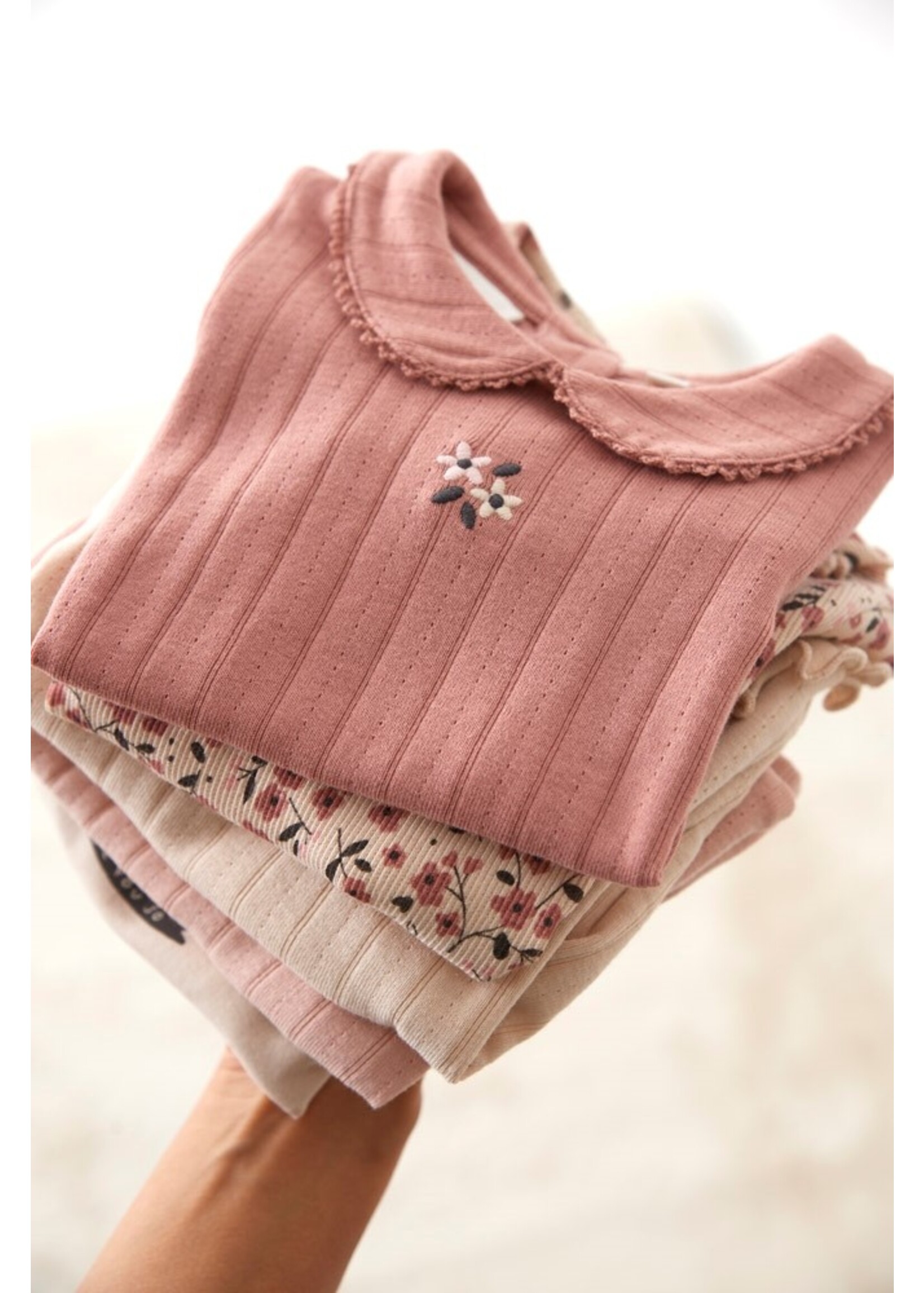 Feetje Longsleeve Pointelle Rib - Woodland Bloom Roze