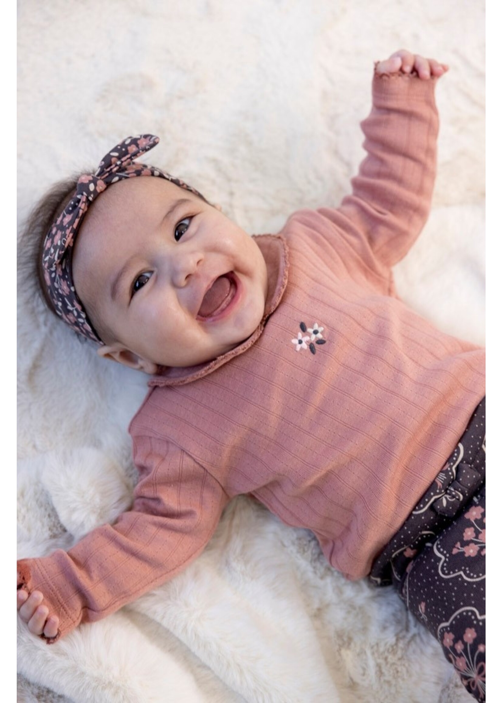 Feetje Longsleeve Pointelle Rib - Woodland Bloom Mauve