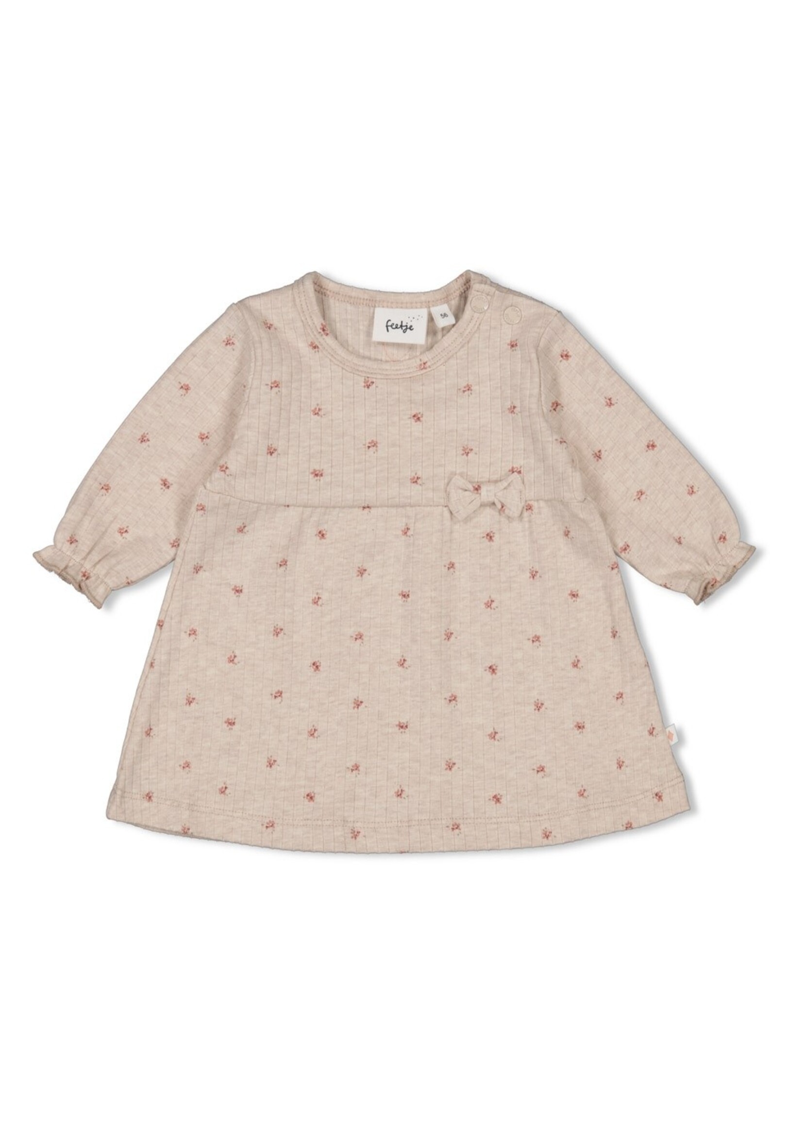 Feetje Jurk Rib AOP - Morning Sun Taupe Melange