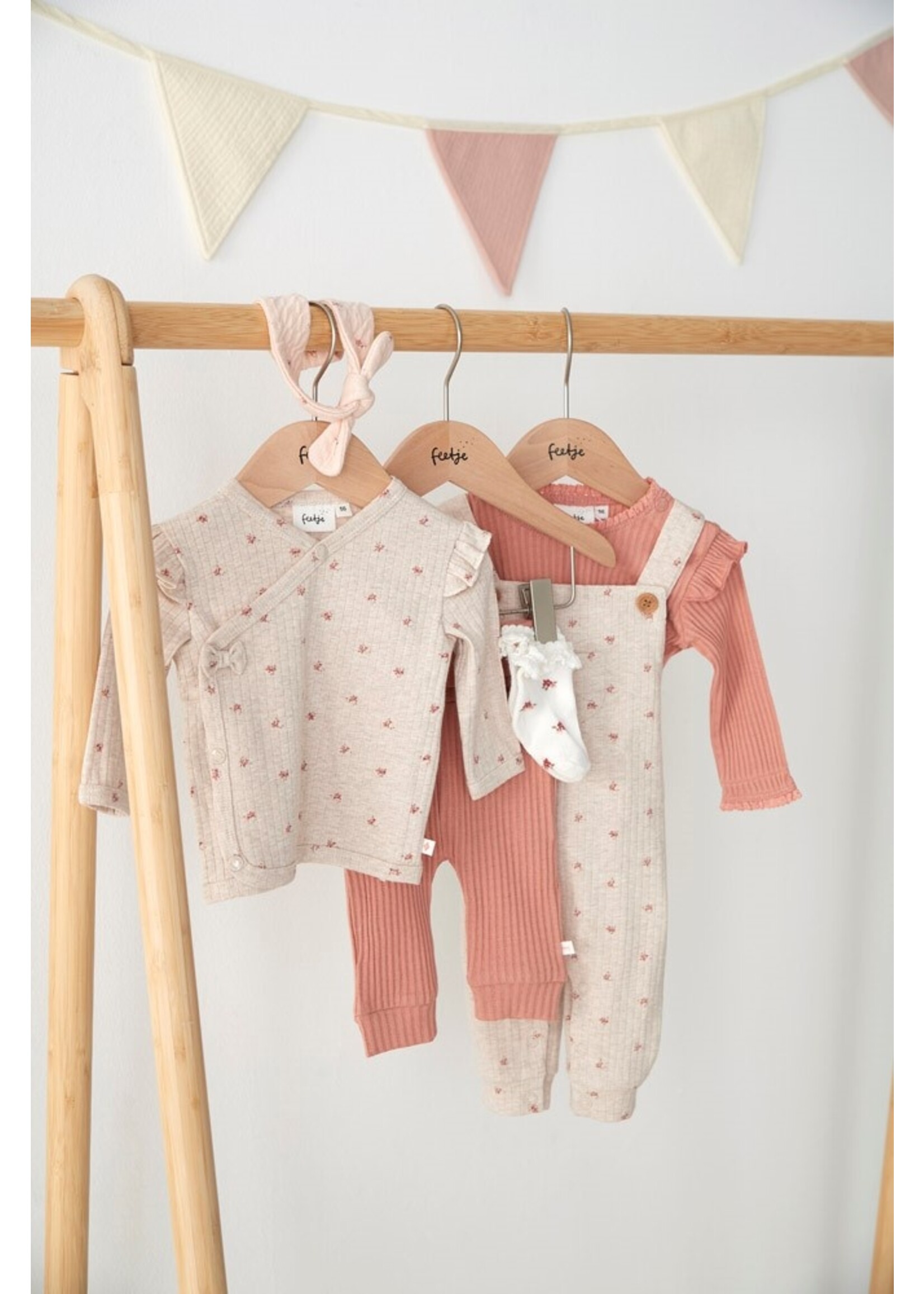 Feetje Overslagshirt Rib AOP - Morning Sun Taupe Melange