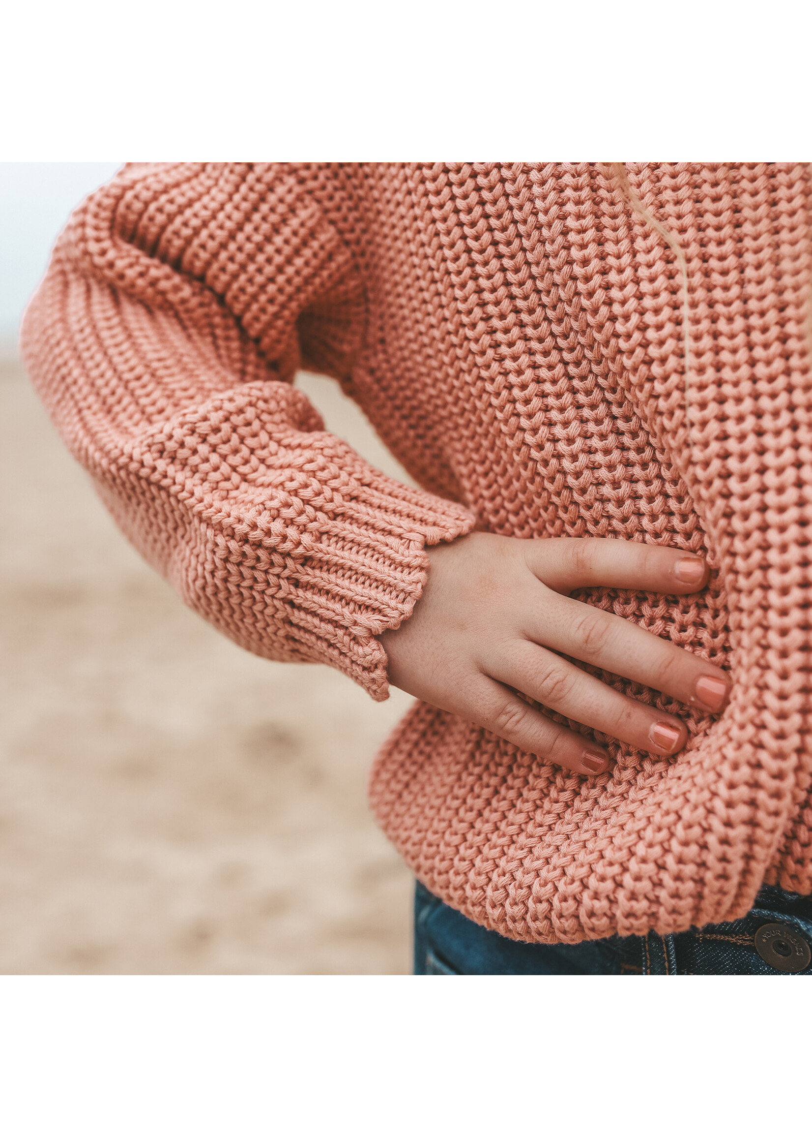 Your Wishes Knit - Chunky Scallop Sweater Rose Dawn