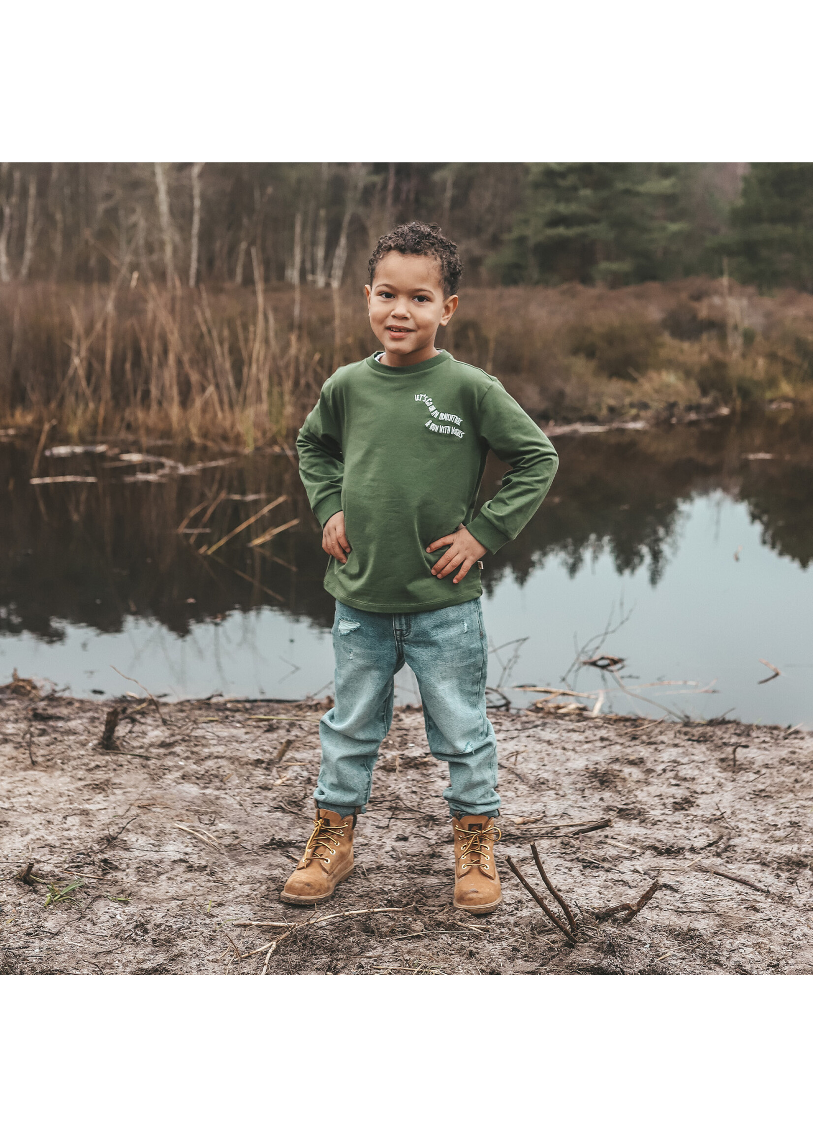 Your Wishes How You Doin’ - Oversized Cuffed Longsleeve Bronze Green