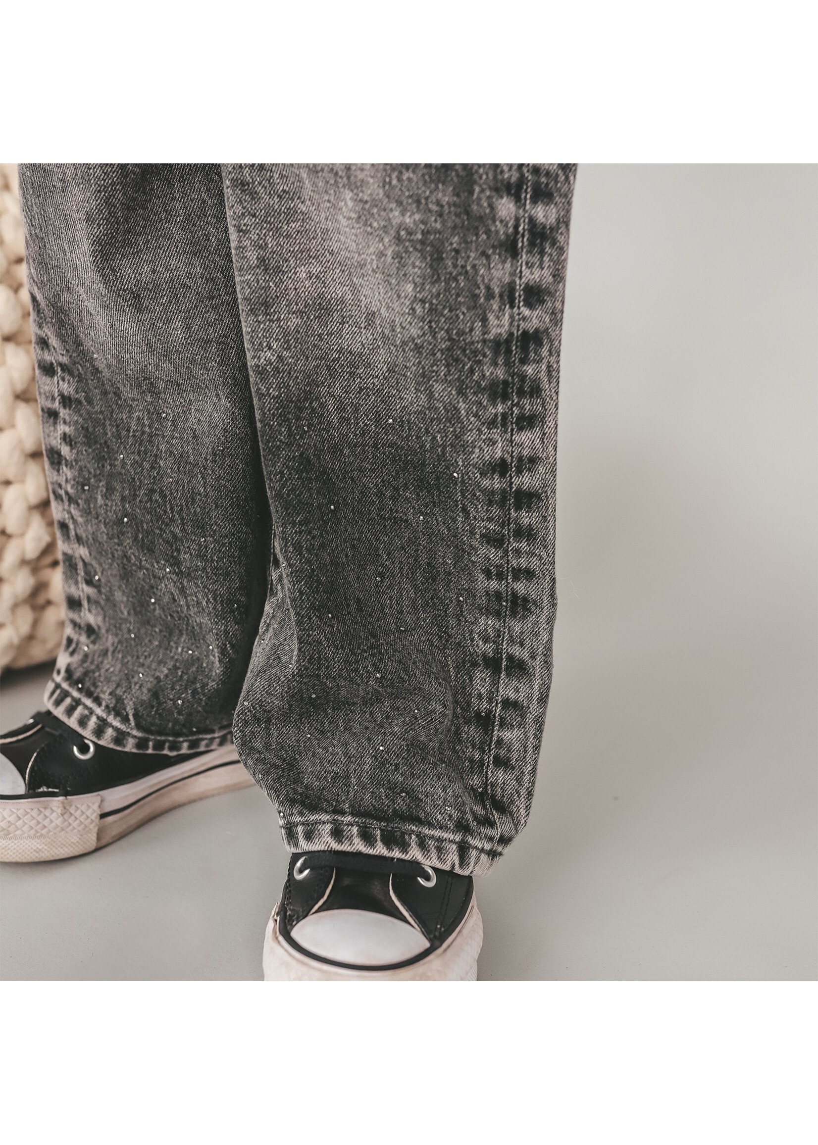 Your Wishes Your Wishes Wide Leg Glitter Jeans - Acid Grey