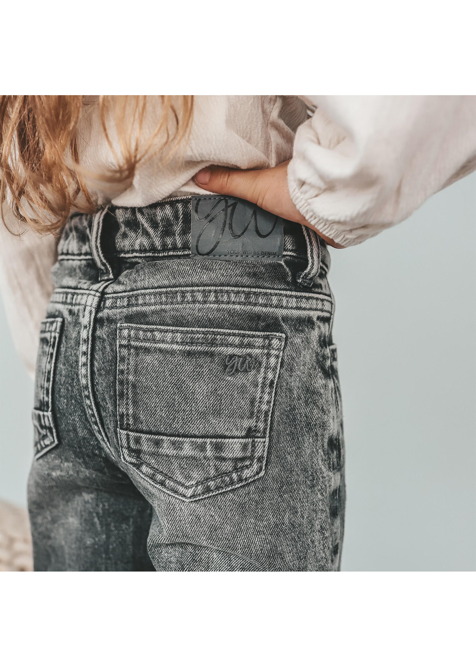 Your Wishes Your Wishes Wide Leg Glitter Jeans - Acid Grey