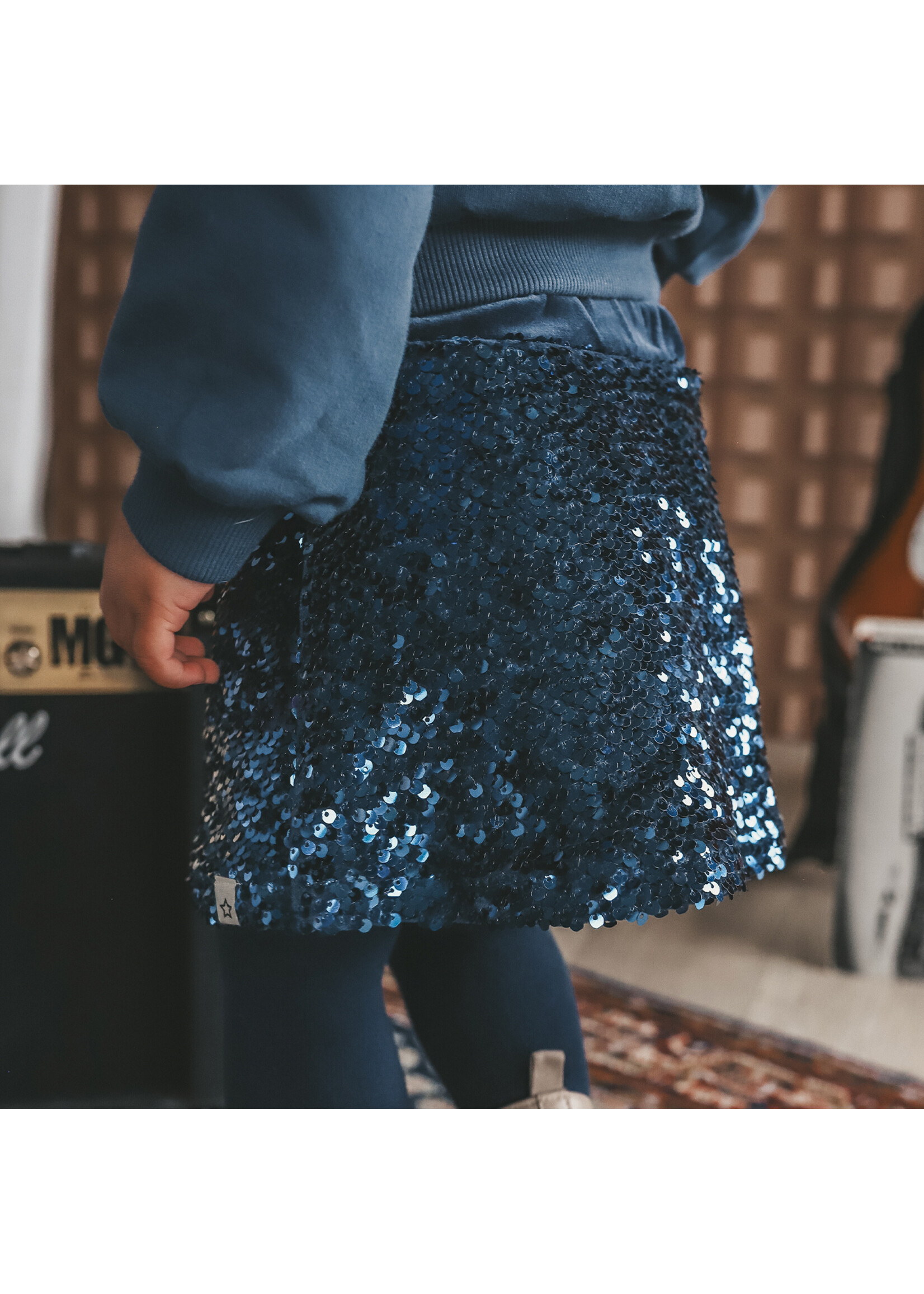 Your Wishes Sequin - Velvet skirt Insignia blue
