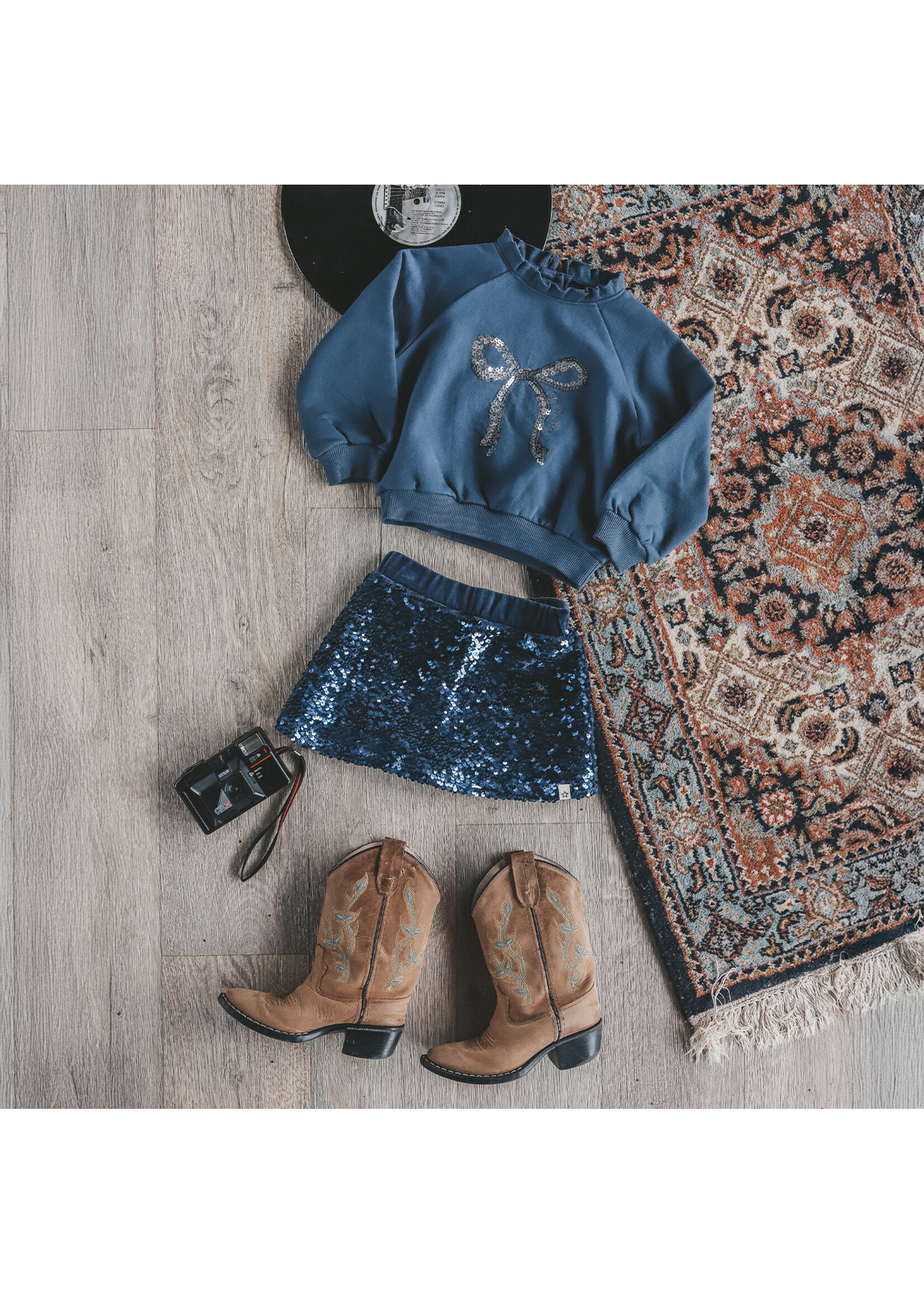Your Wishes Sequin - Velvet skirt Insignia blue
