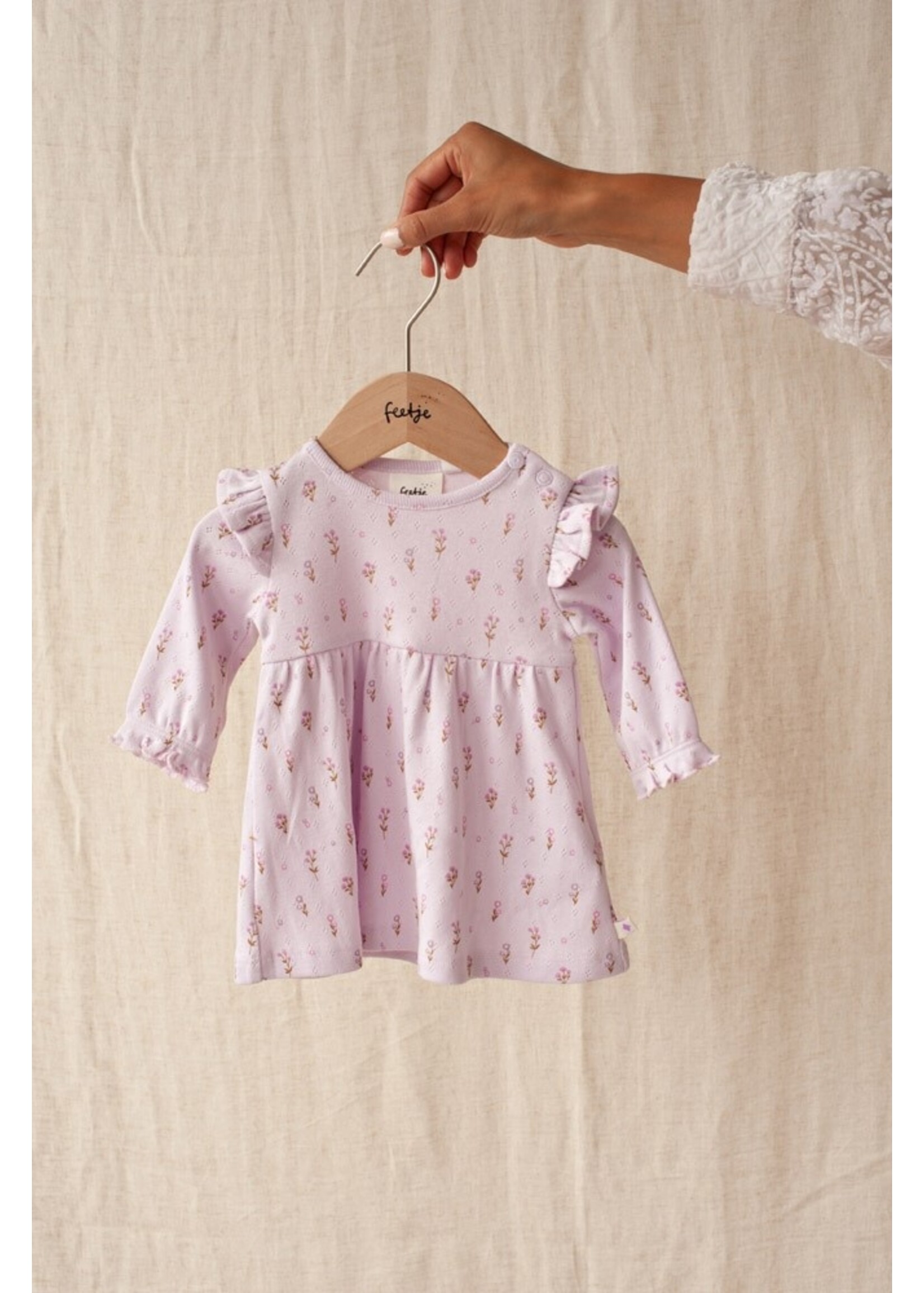 Feetje Jurk Pointelle Rib AOP - Flower Ranch