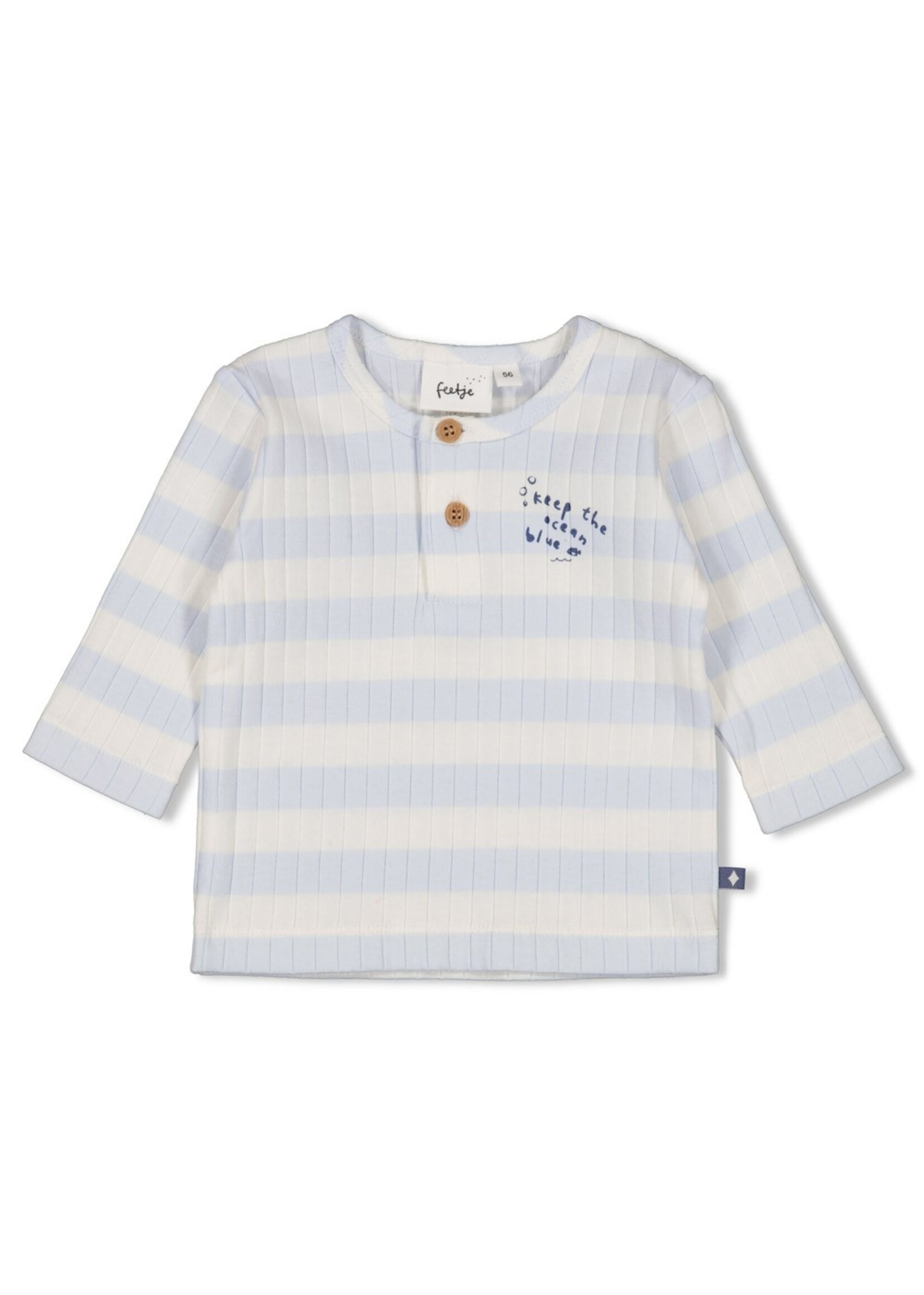 Feetje Longsleeve Rib Met Streep - Blue Ocean