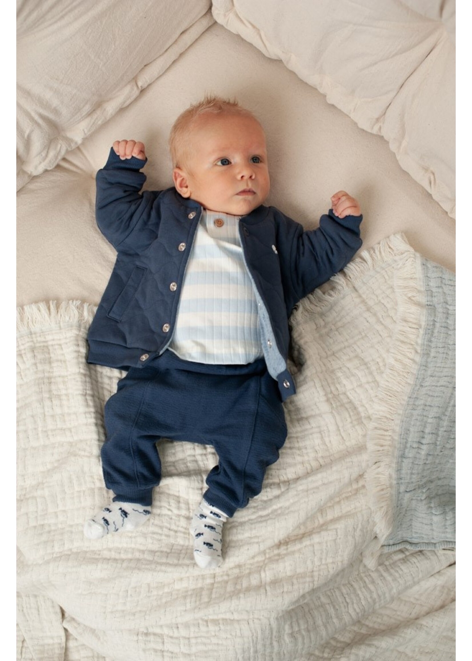 Feetje Longsleeve Rib Met Streep - Blue Ocean