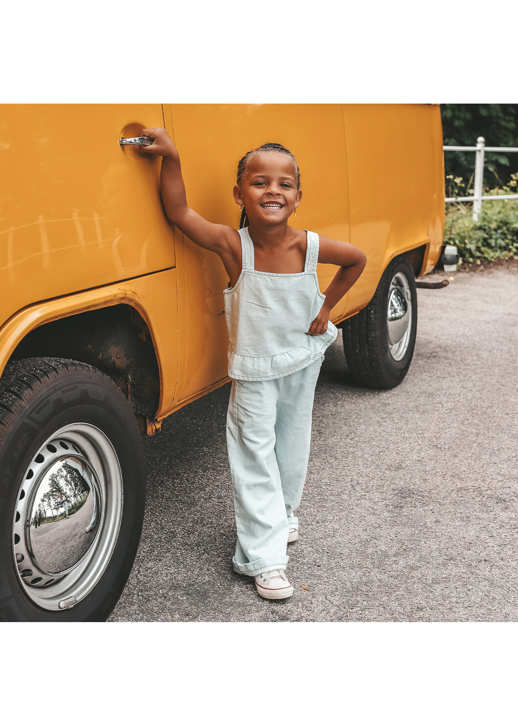 Your Wishes Chambray Ruffle Pants - Sunlit Blue