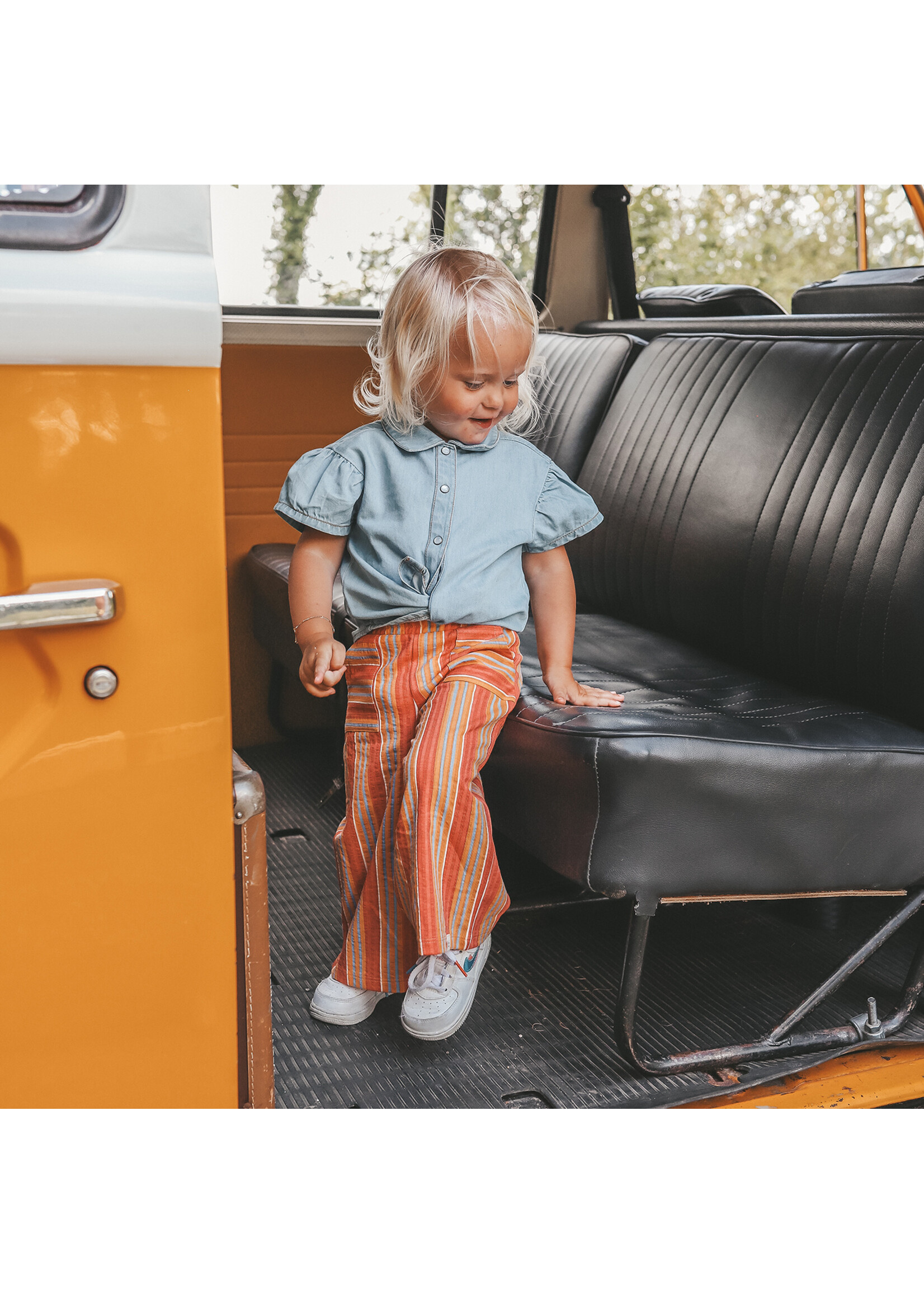 Your Wishes Cotton Denim Ruffle Blouse - Faint Blue