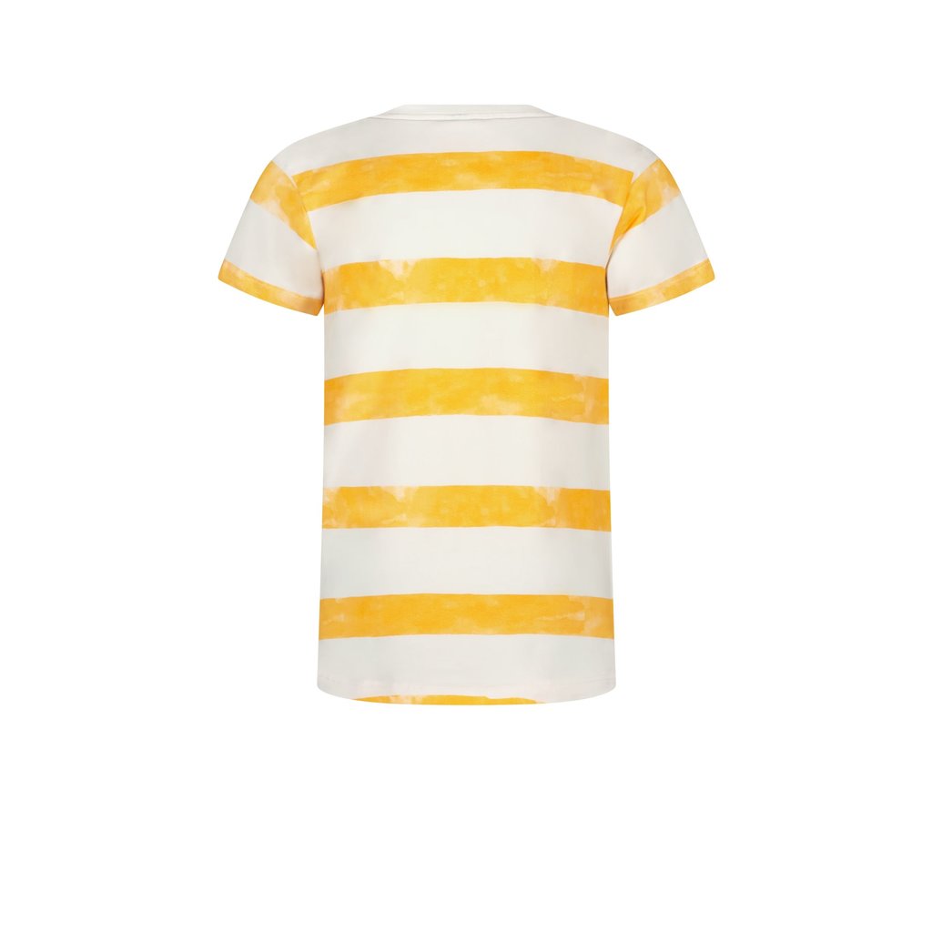 B.Nosy B.Nosy | T-shirt Stripes painted Orange - Daisy White