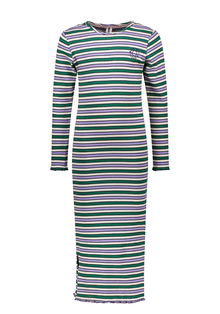 Long YDS Rib dress - Lilac emerald stripe