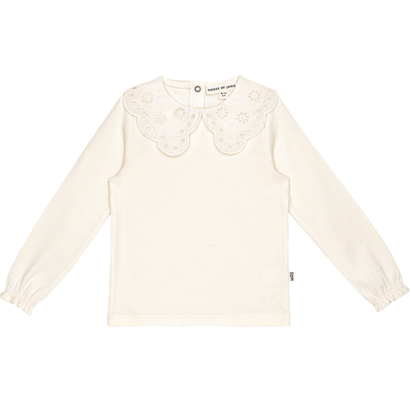 Crochet Collar Tee - Cream