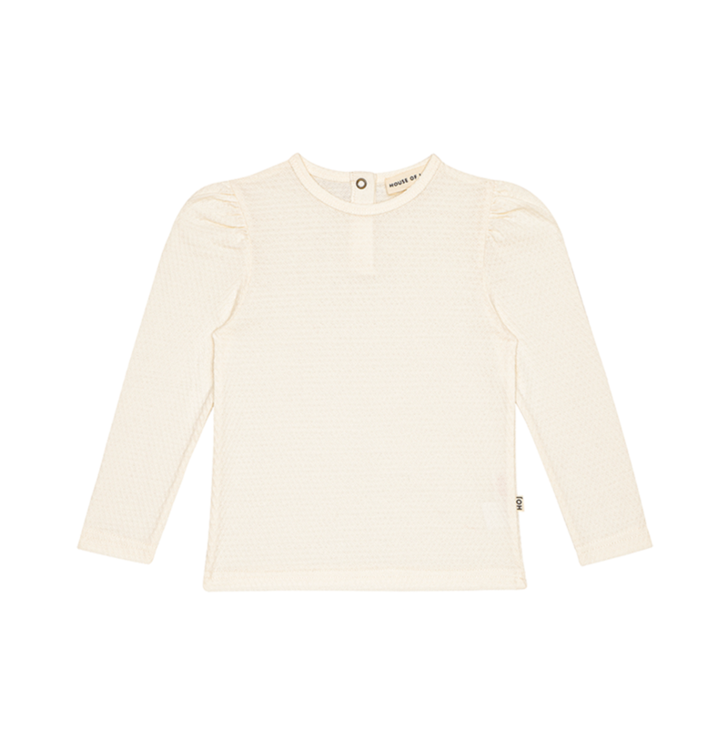 Puff Shoulder Tee - Cream Pointelle