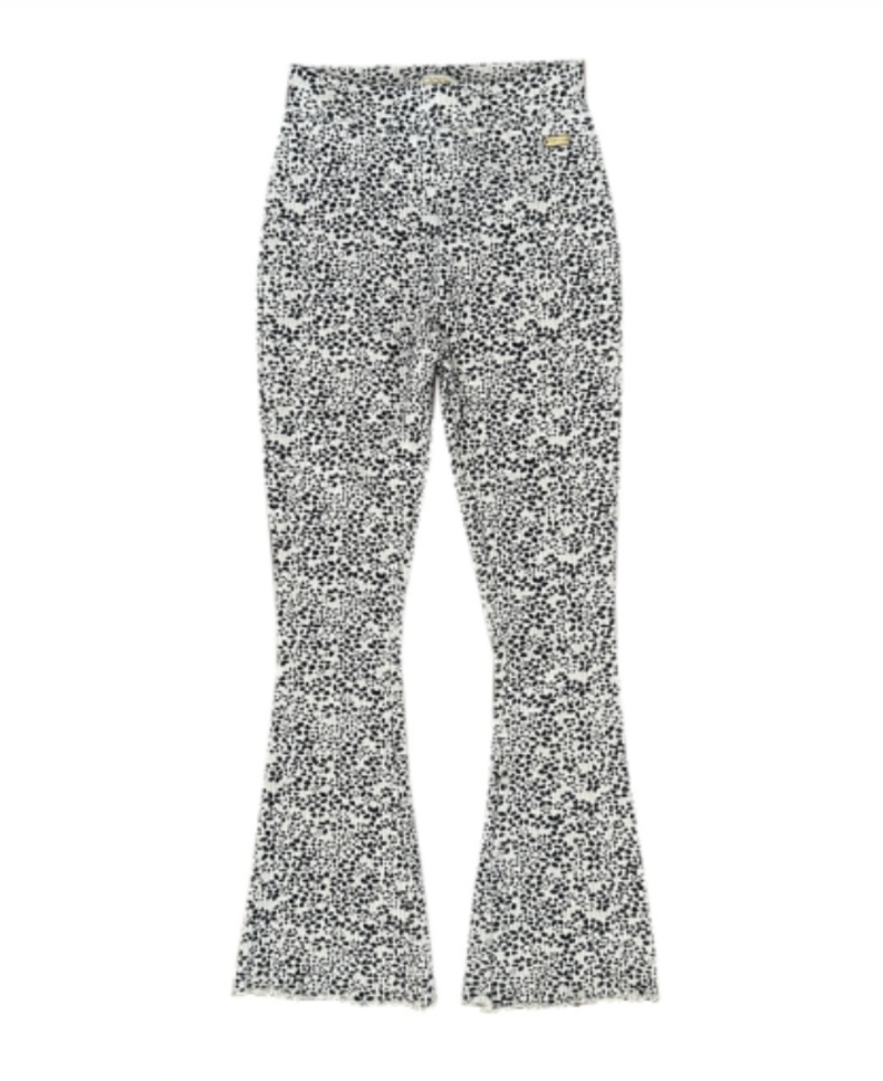 Eline rib flare pant - AOP Grey/ off white