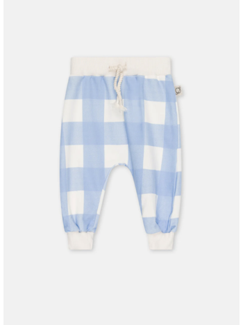 Fleece Gingham Baby Pants - Blue