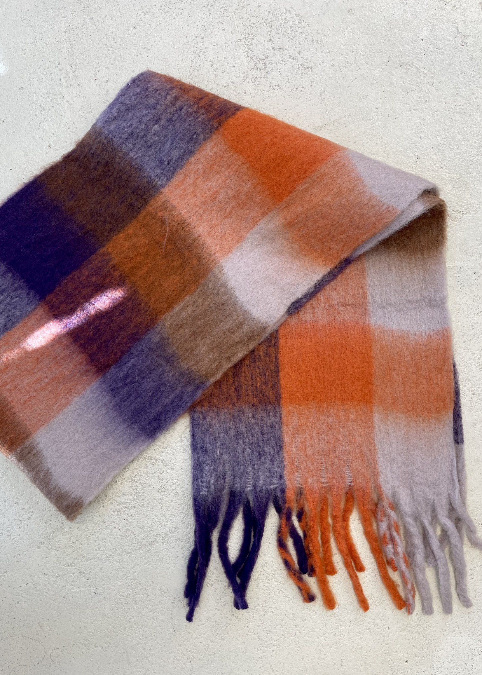 SISTERS POINT Purple Check Scarf