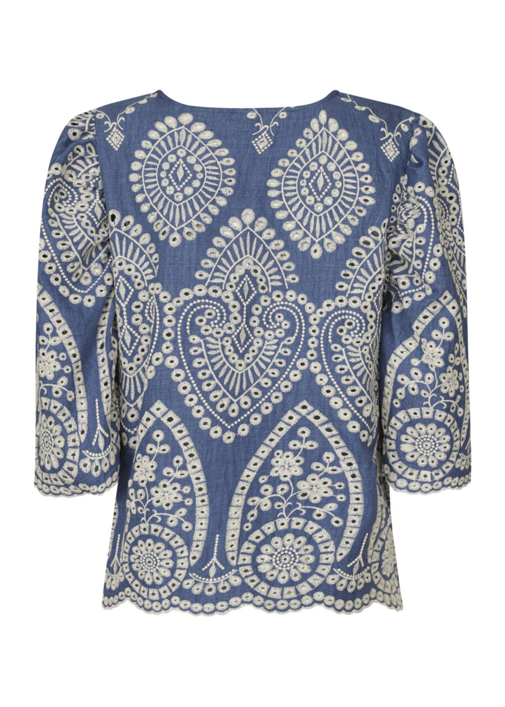 SISTERS POINT Gilma blouse | denim blue/cream
