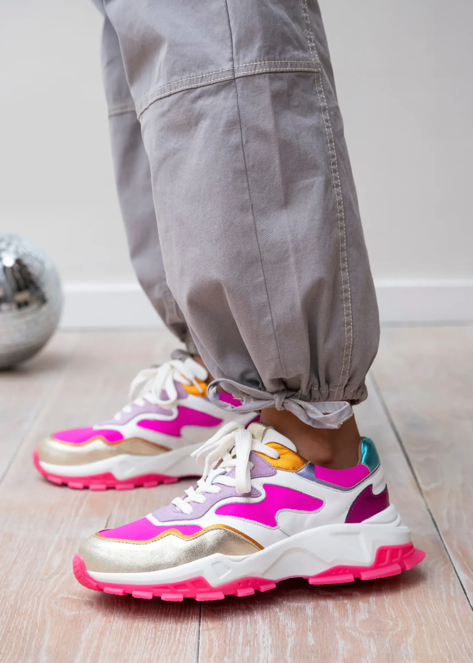 DWRS CHESTER leer - Sneakers | White / Neon Pink