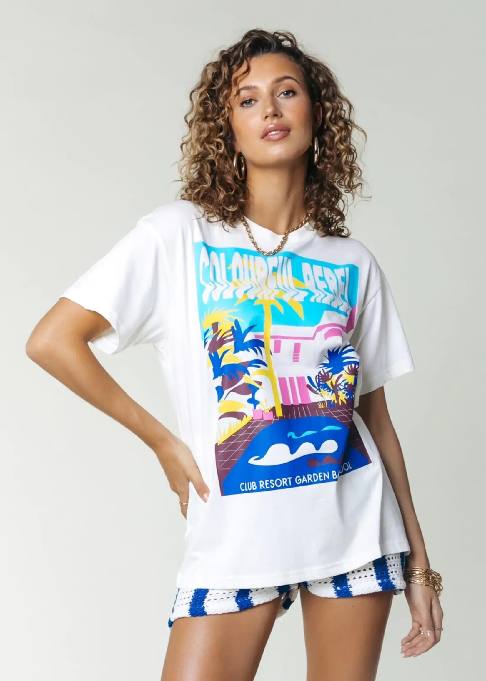 Colourful Rebel Scenery loose fit tee | white