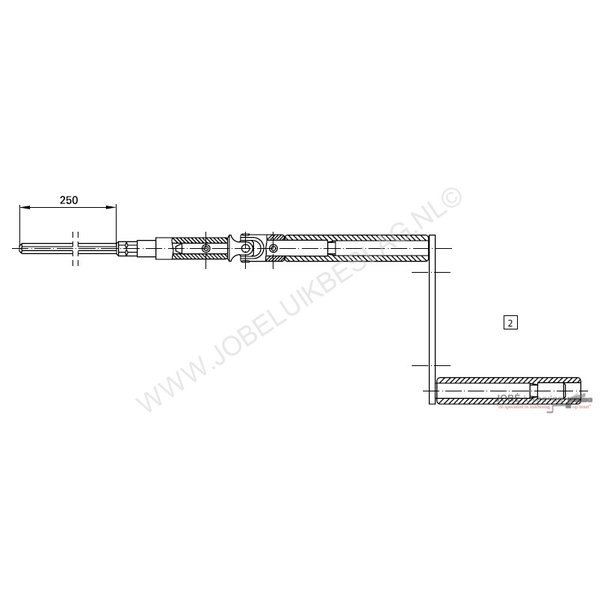 Roto Luikbeslag ROTO slinger tbv bediening met kruiskoppeling 250mm