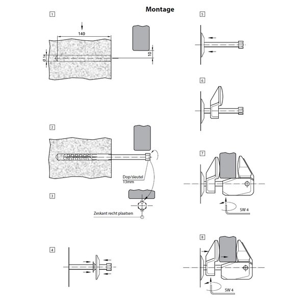 Roto Luikbeslag ROTO herderinnekopje Gr. 1 20-60mm zwart