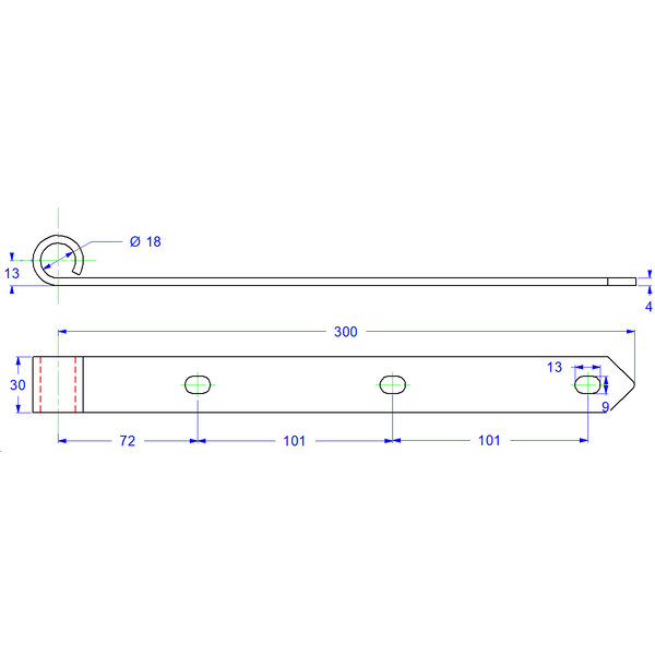 Jobé Luikbeslag Staartgeheng X=13, L=300, zwart