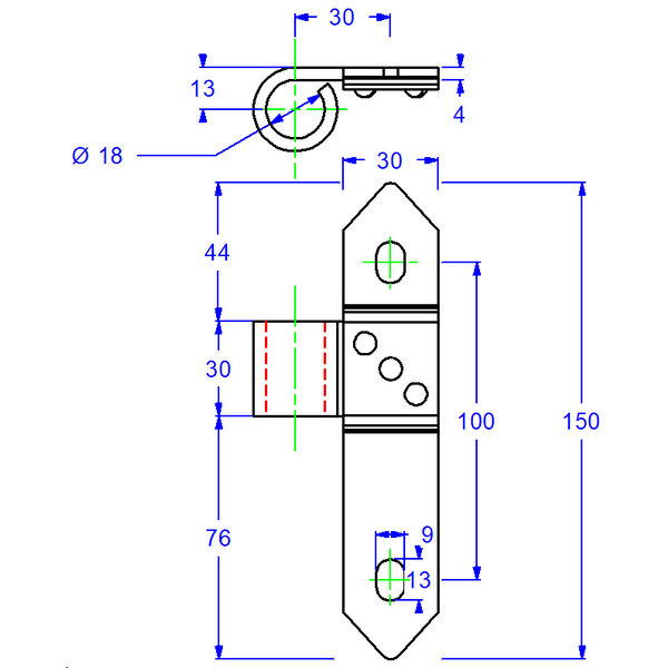 Jobé Luikbeslag T-geheng X=13 B=30 links, zwart.