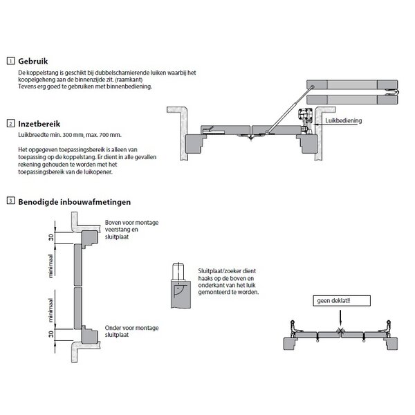 Roto Luikbeslag ROTO koppelstang voor dubbelscharnierende luiken zwart.