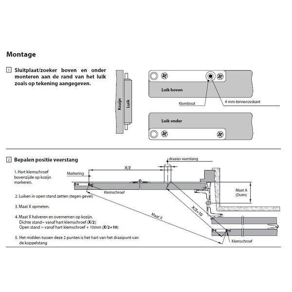 Roto Luikbeslag ROTO koppelstang voor dubbelscharnierende luiken zwart.