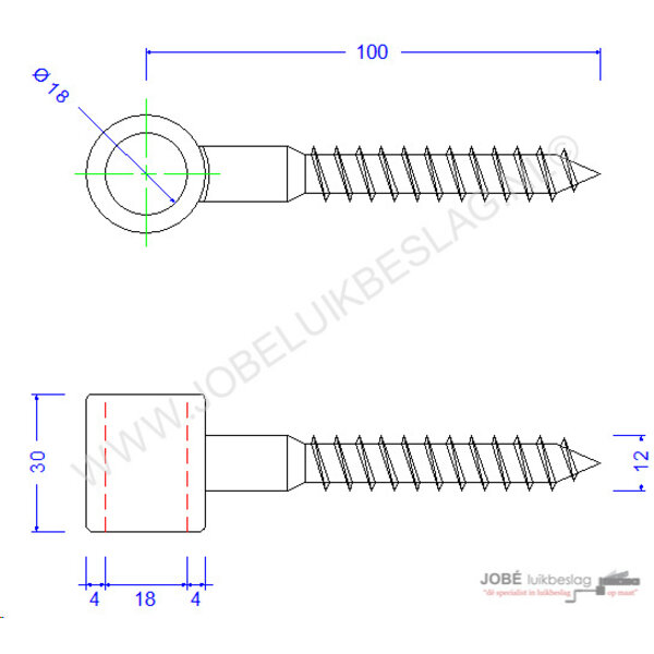 Jobé Luikbeslag Inschroefduim A=100, zwart