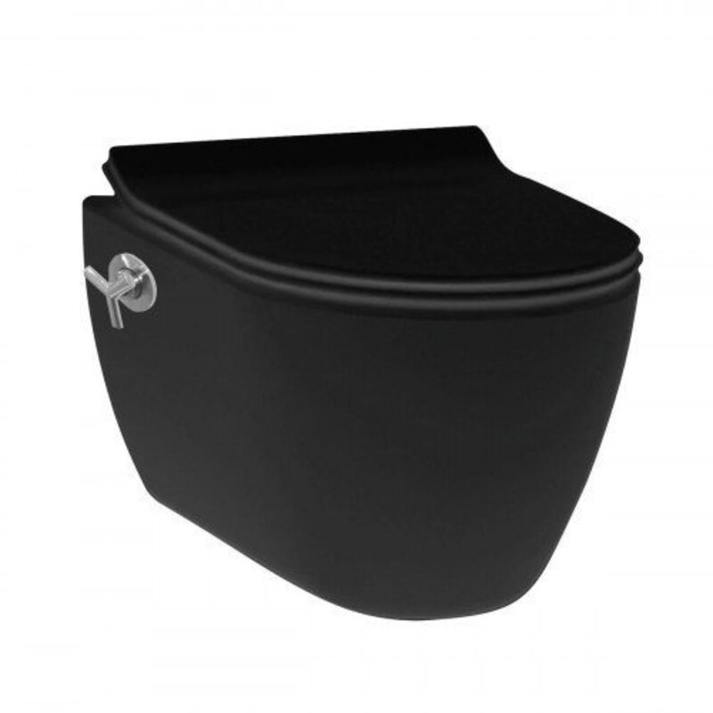 Fentinova Alfa wandcloset mat zwart met bidet