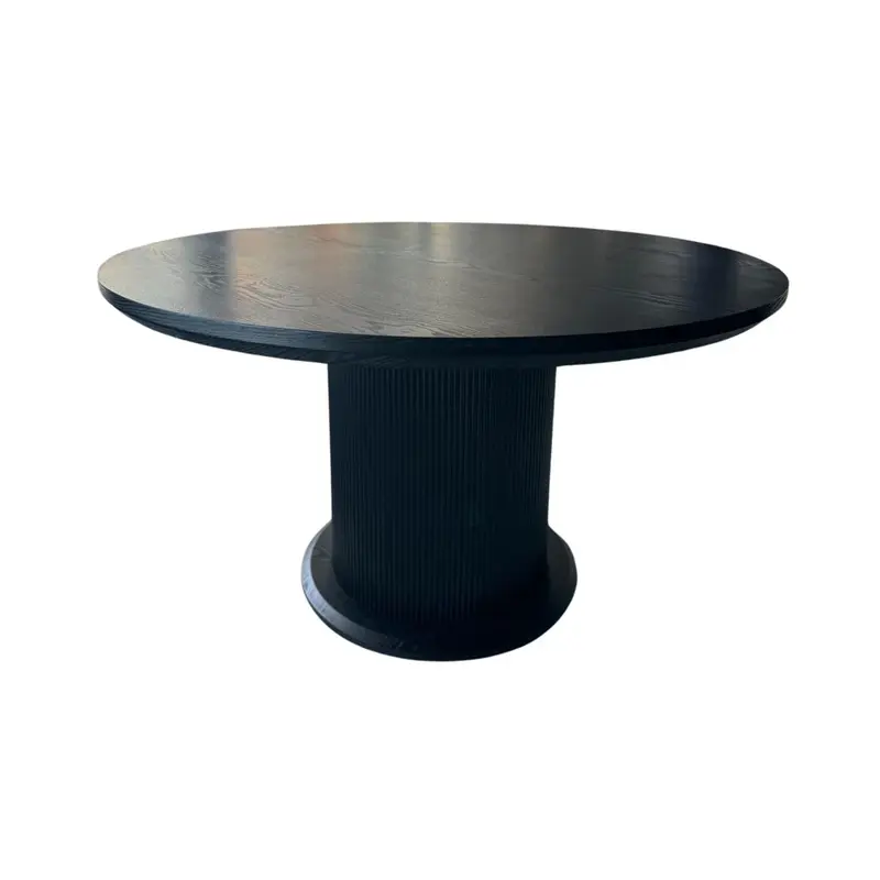 Eettafel eiken zwart rond 130 cm Ø