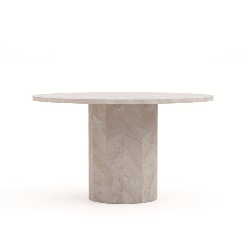 Eettafel Sofia-ø130x75-Wit-Travertine