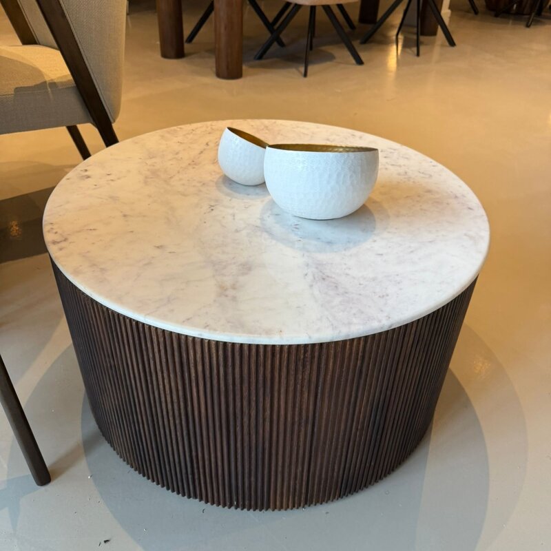 Marbella Ronde Salontafel– Walnoot & Marmer