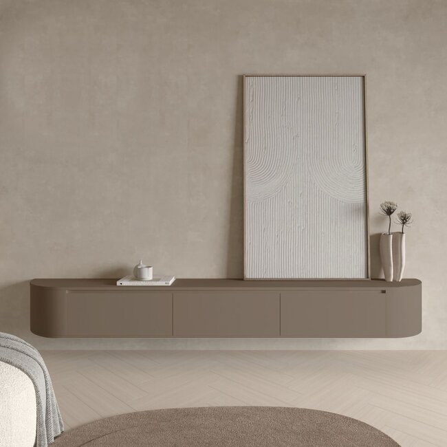 Japandi Tv Meubel Taupe (Lange Bocht)