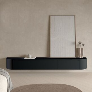 Japandi TV Meubel Black (Lange Bocht) Japandi TV Meubel Black (Lange Bocht)