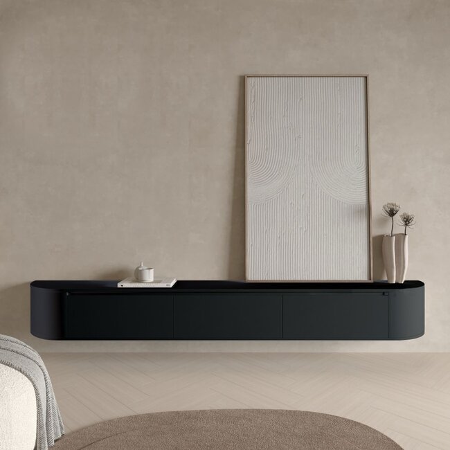 Japandi  TV Meubel black pearl (lange bocht)